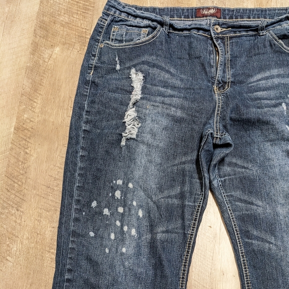 Angels Dark Wash Distressed Bootcut Jeans - Picture 2 of 11